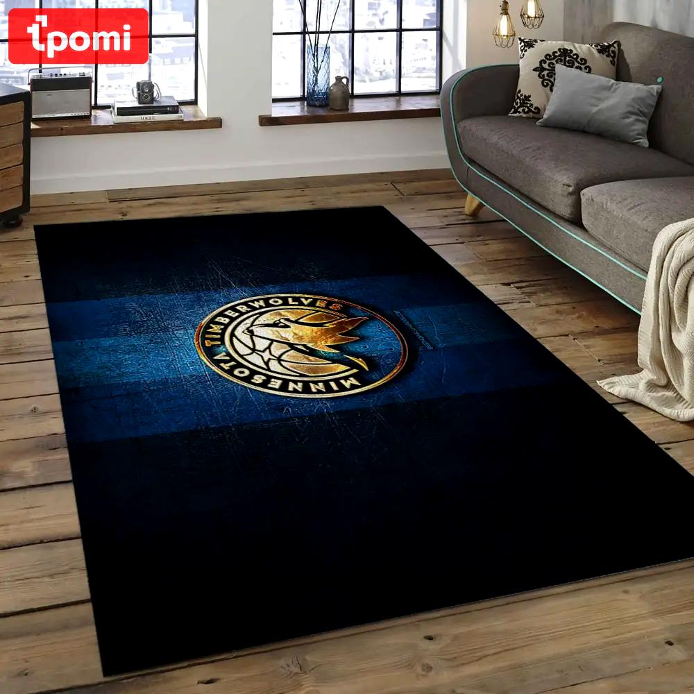Nba minnesota timberwolves basketball legend team logo rectangle area mt04 Rectangle Rug