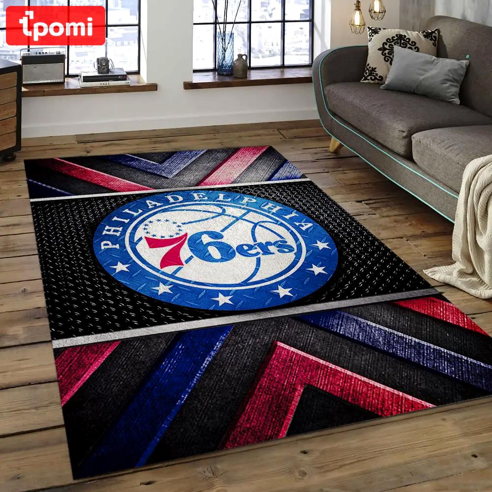 Nba philadelphia 76ers basketball legend team logo rectangle area p7648 Rectangle Rug