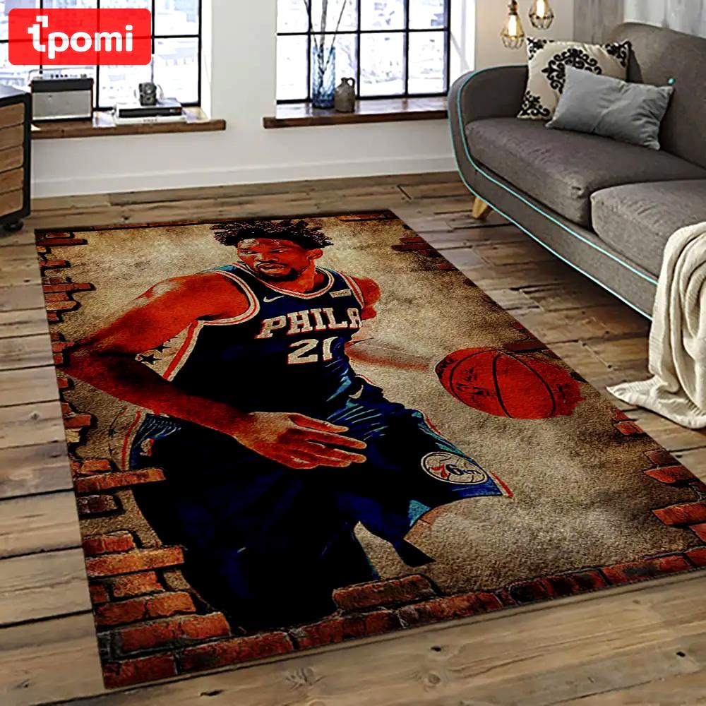 Nba philadelphia 76ers basketball team logo sport carpet area rug home decor best gift for friends p7666 Rectangle Rug
