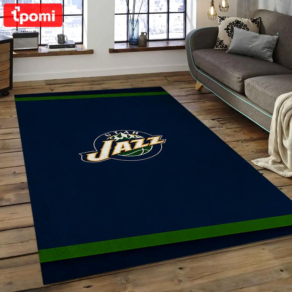 Nba utah jazz basketball legend team logo rectangle area uj07 Rectangle Rug