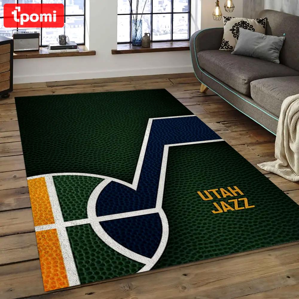 Nba utah jazz basketball legend team logo rectangle area uj08 Rectangle Rug