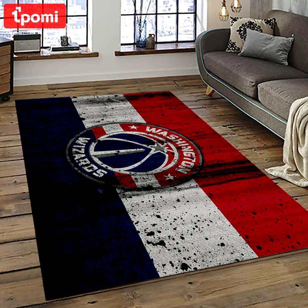 Nba washington wizards basketball team logo sport carpet rectangle area rug for living room wsw14 Rectangle Rug