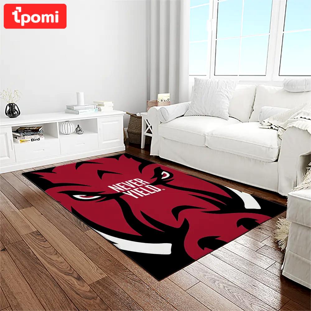 Ncaa arkansas razorbacks college sport basketball and foolball team logo rectangle area rug ar36 Rectangle Rug