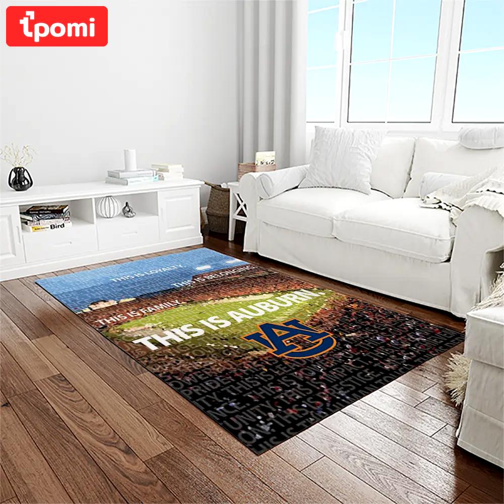Ncaa auburn tigers college sport basketball and foolball team logo rectangle area rug ats10 Rectangle Rug