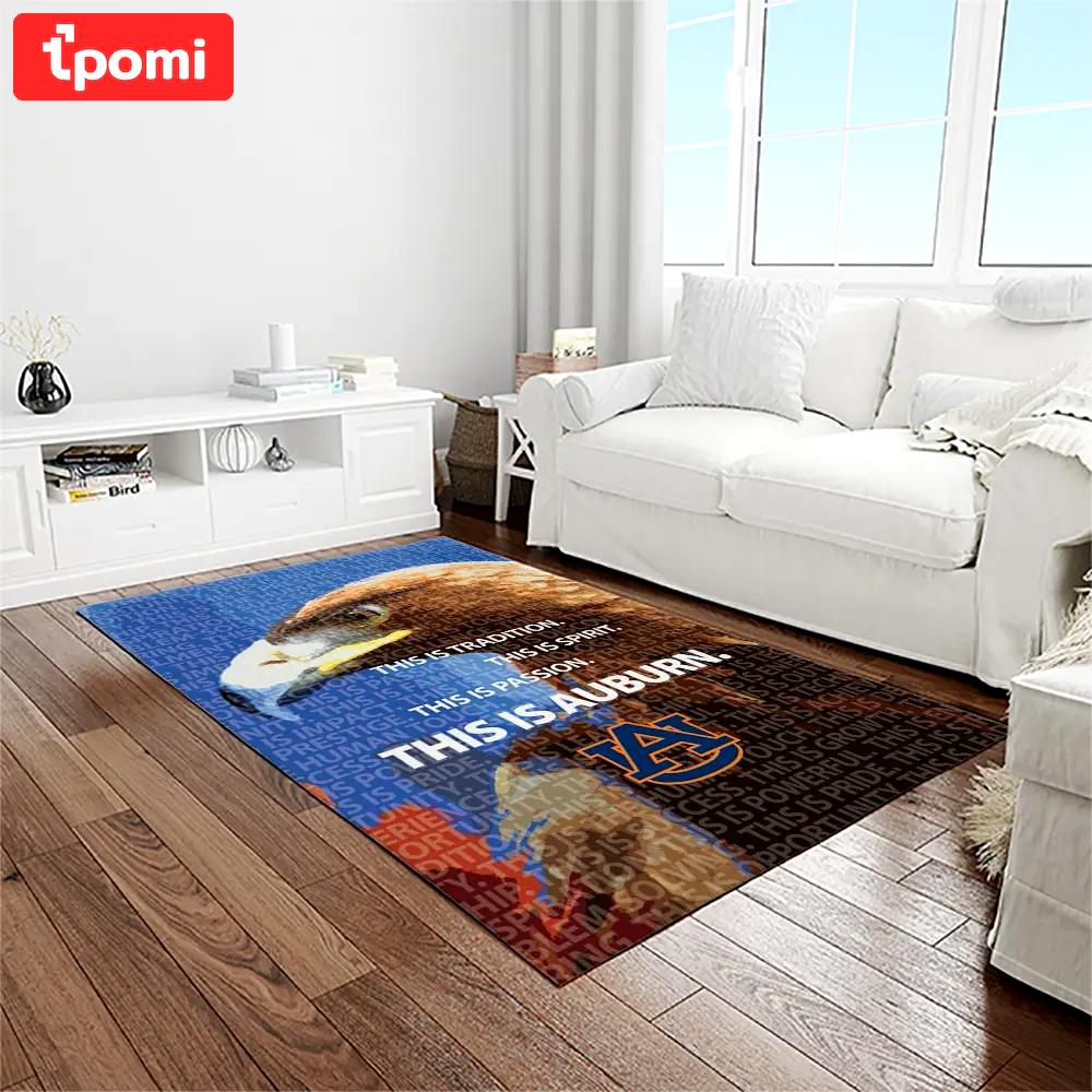Ncaa auburn tigers college sport basketball and foolball team logo rectangle area rug ats57 Rectangle Rug