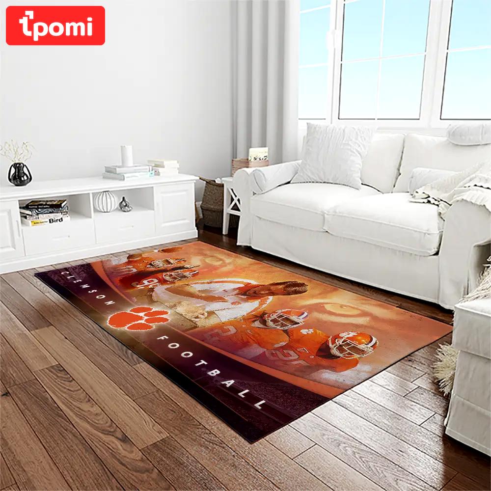 Ncaa clemson tigers college sport basketball and foolball team logo rectangle area rug ct14 Rectangle Rug