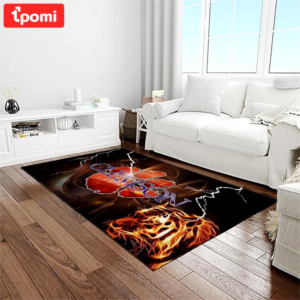 Ncaa clemson tigers college sport basketball and foolball team logo rectangle area rug ct31 Rectangle Rug