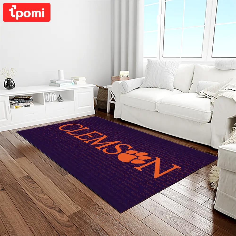 Ncaa clemson tigers college sport basketball and foolball team logo rectangle area rug ct33 Rectangle Rug