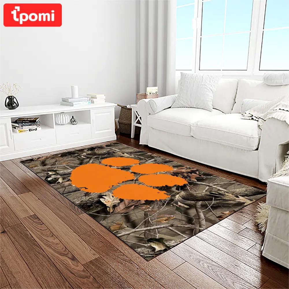 Ncaa clemson tigers college sport basketball and foolball team logo rectangle area rug ct43 Rectangle Rug
