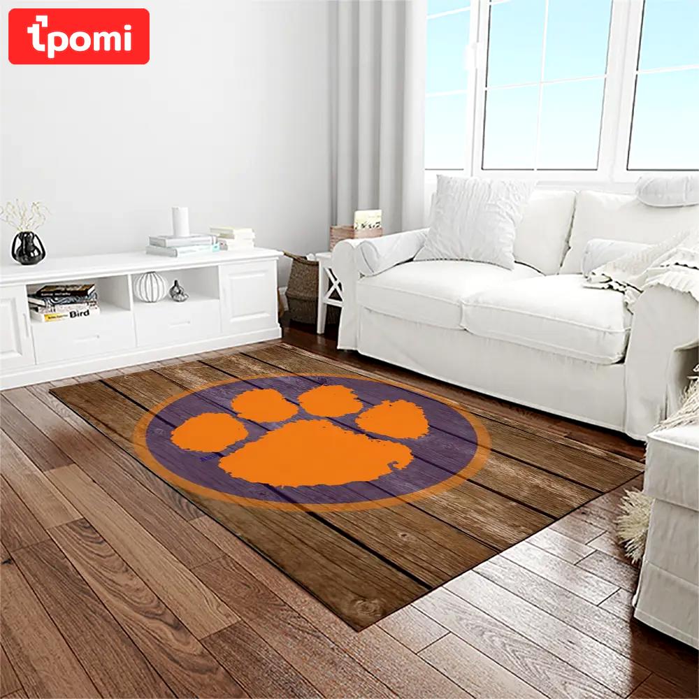 Ncaa clemson tigers college sport basketball and foolball team logo rectangle area rug ct57 Rectangle Rug