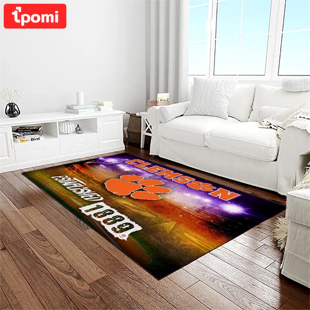 Ncaa clemson tigers college sport basketball and foolball team logo rectangle area rug ct59 Rectangle Rug