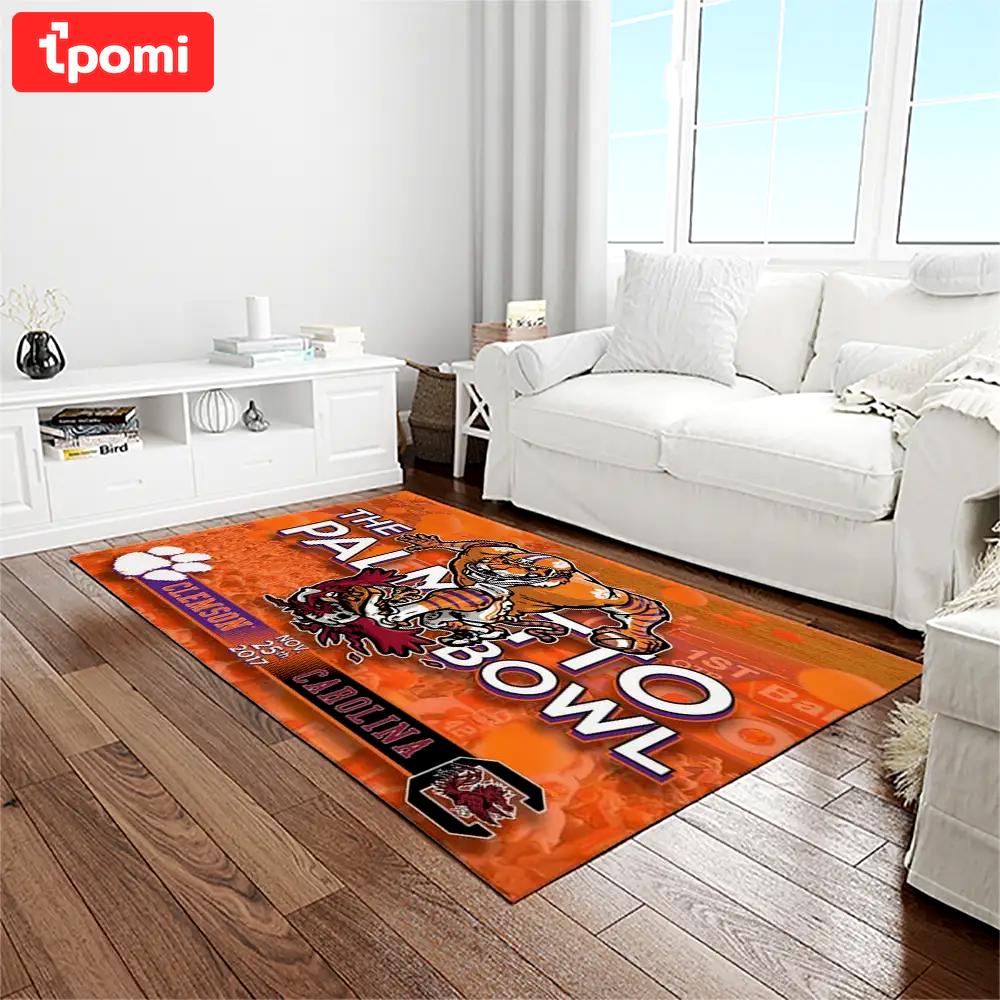 Ncaa clemson tigers college sport basketball and foolball team logo rectangle area rug ct67 Rectangle Rug