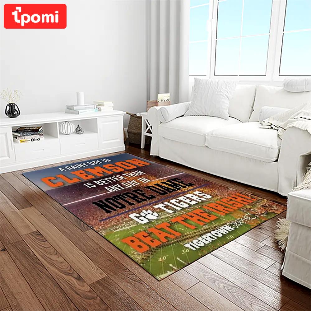 Ncaa clemson tigers college sport basketball and foolball team logo rectangle area rug ct68 Rectangle Rug