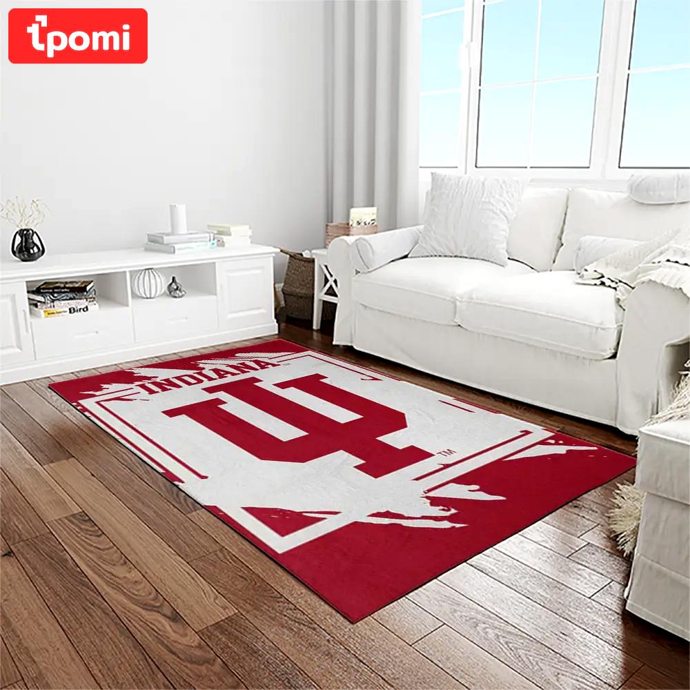 Ncaa indiana hoosiers college sport basketball and foolball team logo rectangle area rug ihs23 Rectangle Rug