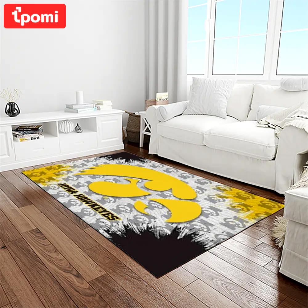 Ncaa iowa hawkeyes college sport basketball and foolball team logo rectangle area rug iwh02 Rectangle Rug