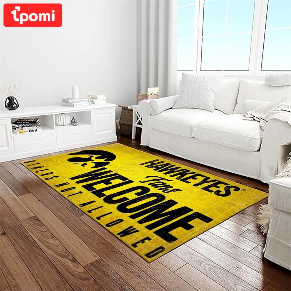 Ncaa iowa hawkeyes college sport basketball and foolball team logo rectangle area rug iwh06 Rectangle Rug