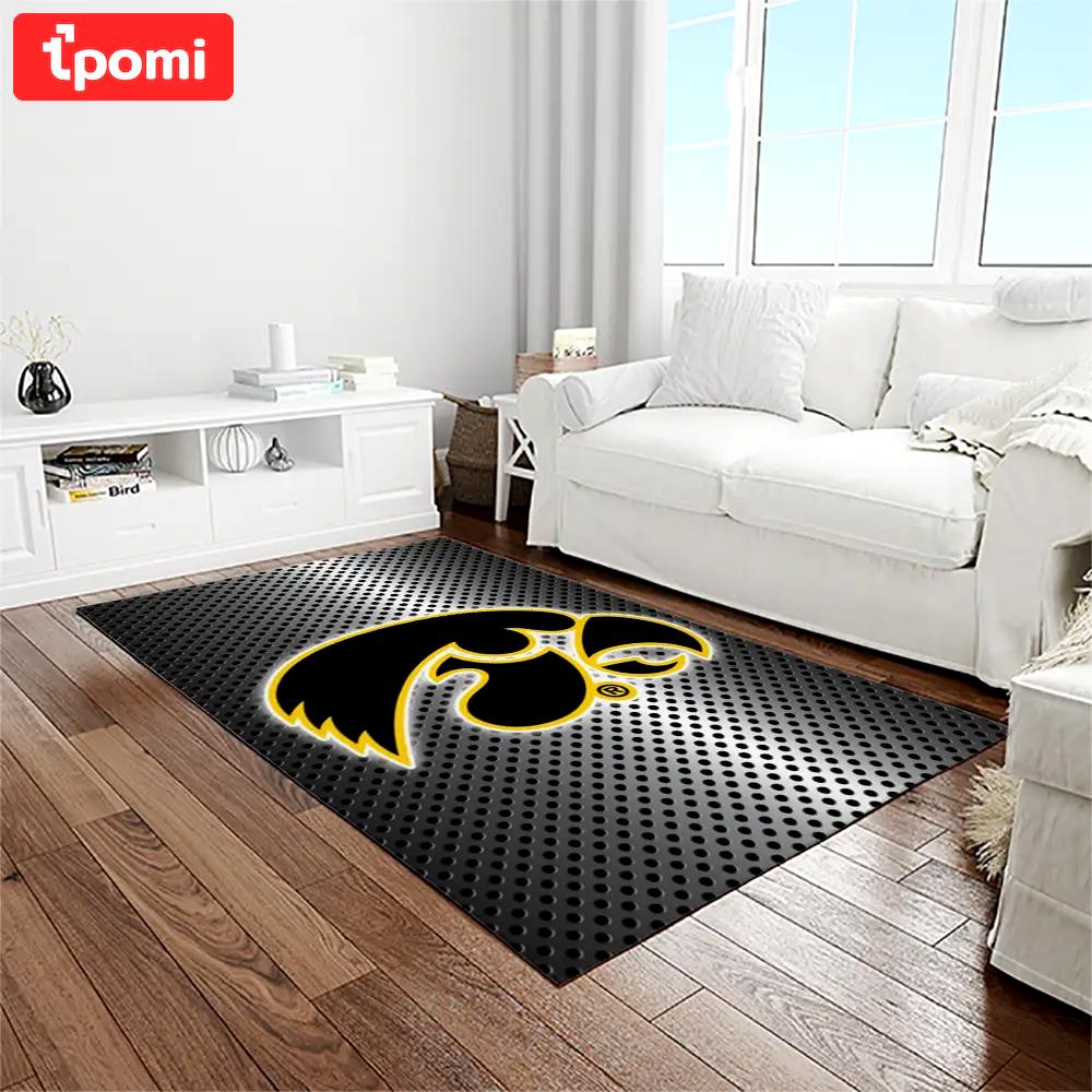 Ncaa iowa hawkeyes college sport basketball and foolball team logo rectangle area rug iwh31 Rectangle Rug