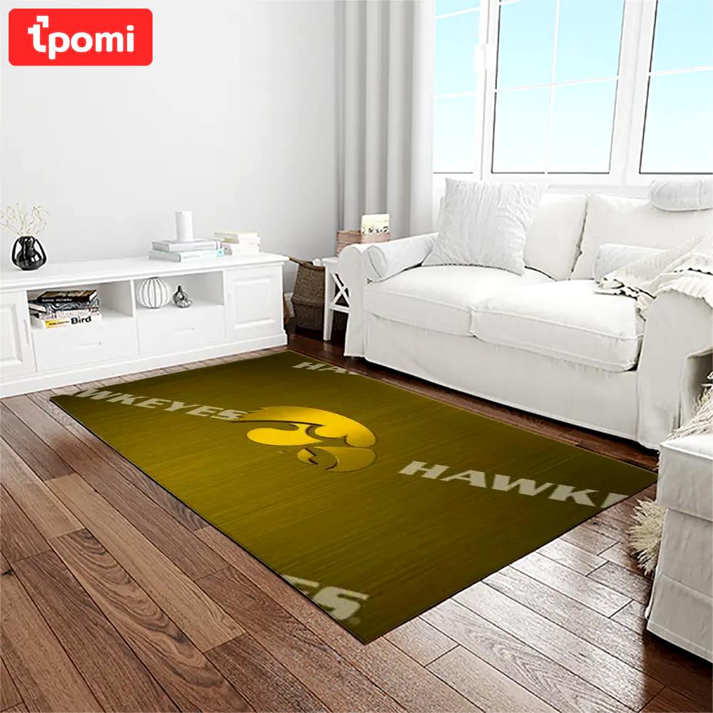 Ncaa iowa hawkeyes college sport basketball and foolball team logo rectangle area rug iwh39 Rectangle Rug