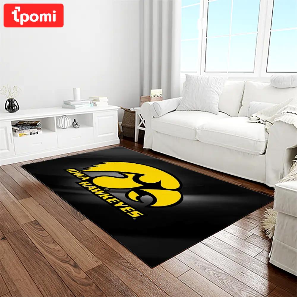 Ncaa iowa hawkeyes college sport basketball and foolball team logo rectangle area rug iwh57 Rectangle Rug