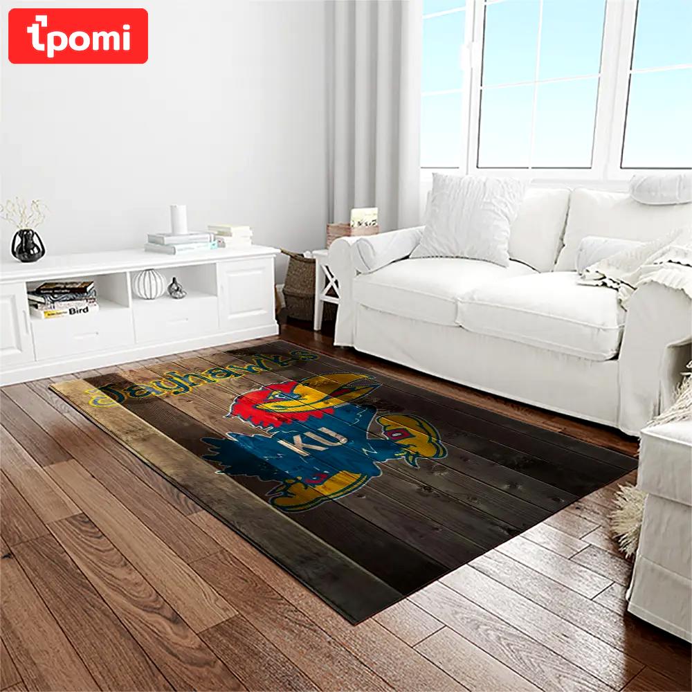 Ncaa kansas jayhawks basketball team logo rectangle area rug kj19 Rectangle Rug