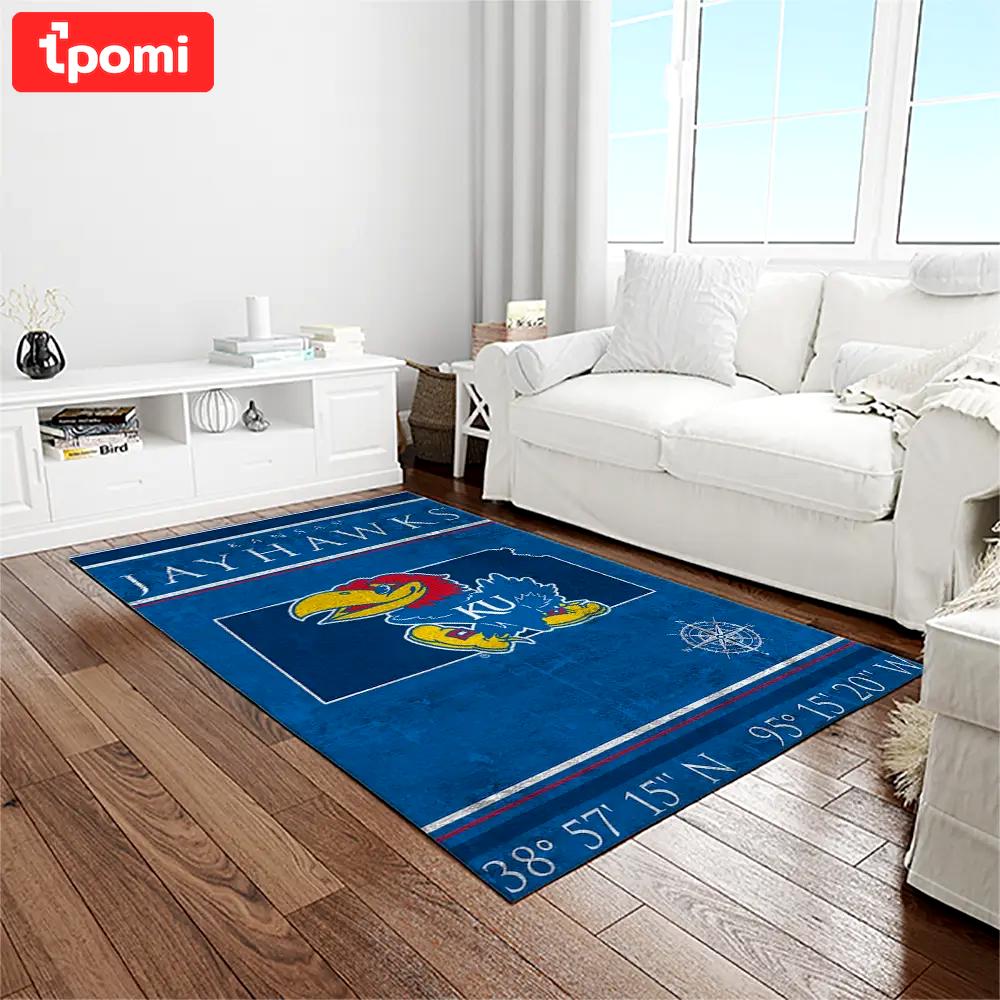 Ncaa kansas jayhawks basketball team logo rectangle area rug kj36 Rectangle Rug