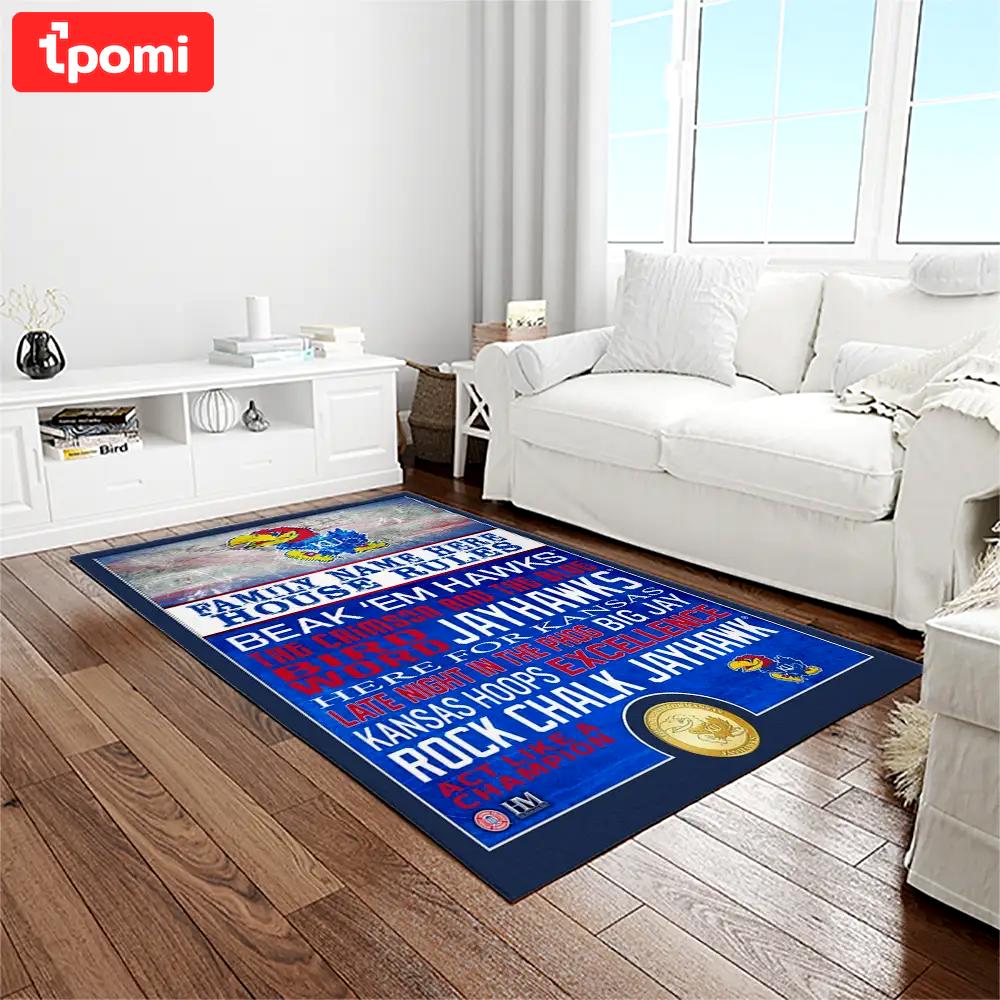 Ncaa kansas jayhawks basketball team logo rectangle area rug kj47 Rectangle Rug