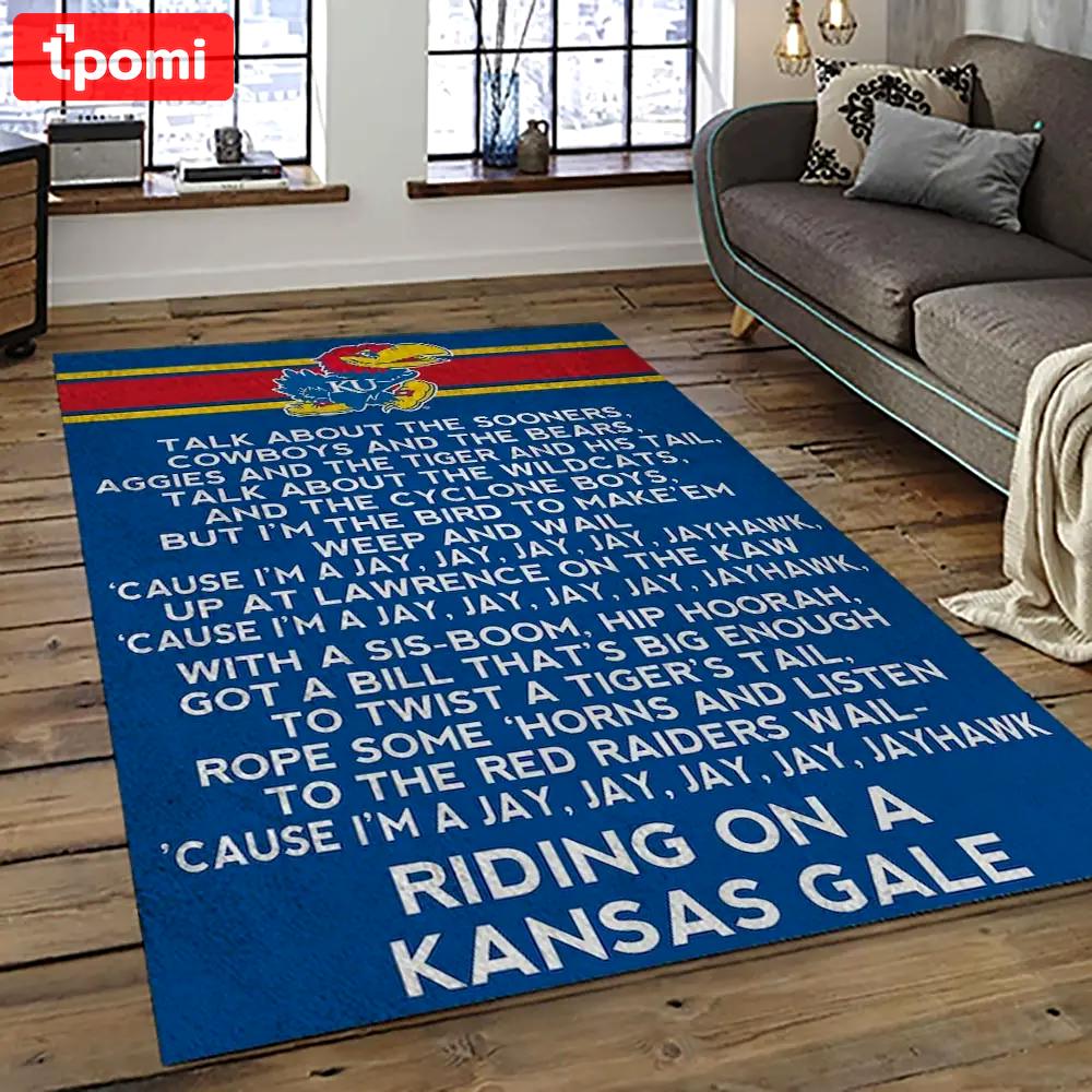 Ncaa kansas jayhawks football team logo sport carpet area rug home decor best gift for friends ksjk8 Rectangle Rug