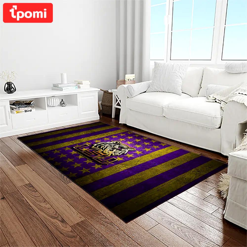 Ncaa louisiana state university college sport basketball and foolball team logo rectangle area rug lsu01 Rectangle Rug