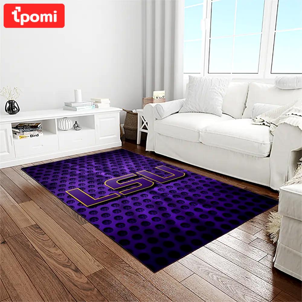 Ncaa louisiana state university college sport basketball and foolball team logo rectangle area rug lsu19 Rectangle Rug