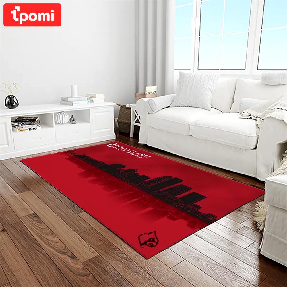 Ncaa louisville cardinals college sport basketball and foolball team logo rectangle area rug lics14 Rectangle Rug