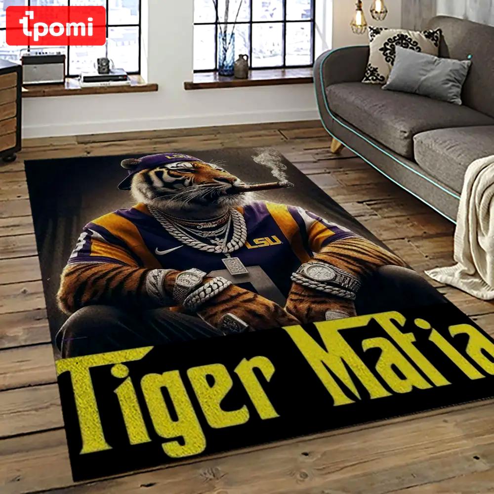 Ncaa lsu tigers basketball team logo sport carpet area rug home decor best gift for friends lsu33 Rectangle Rug