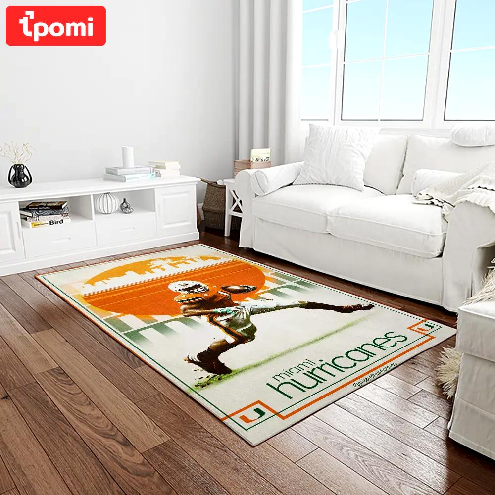 Ncaa miami hurricanes sport basketball and foolball team logo rectangle area rug mh08 Rectangle Rug