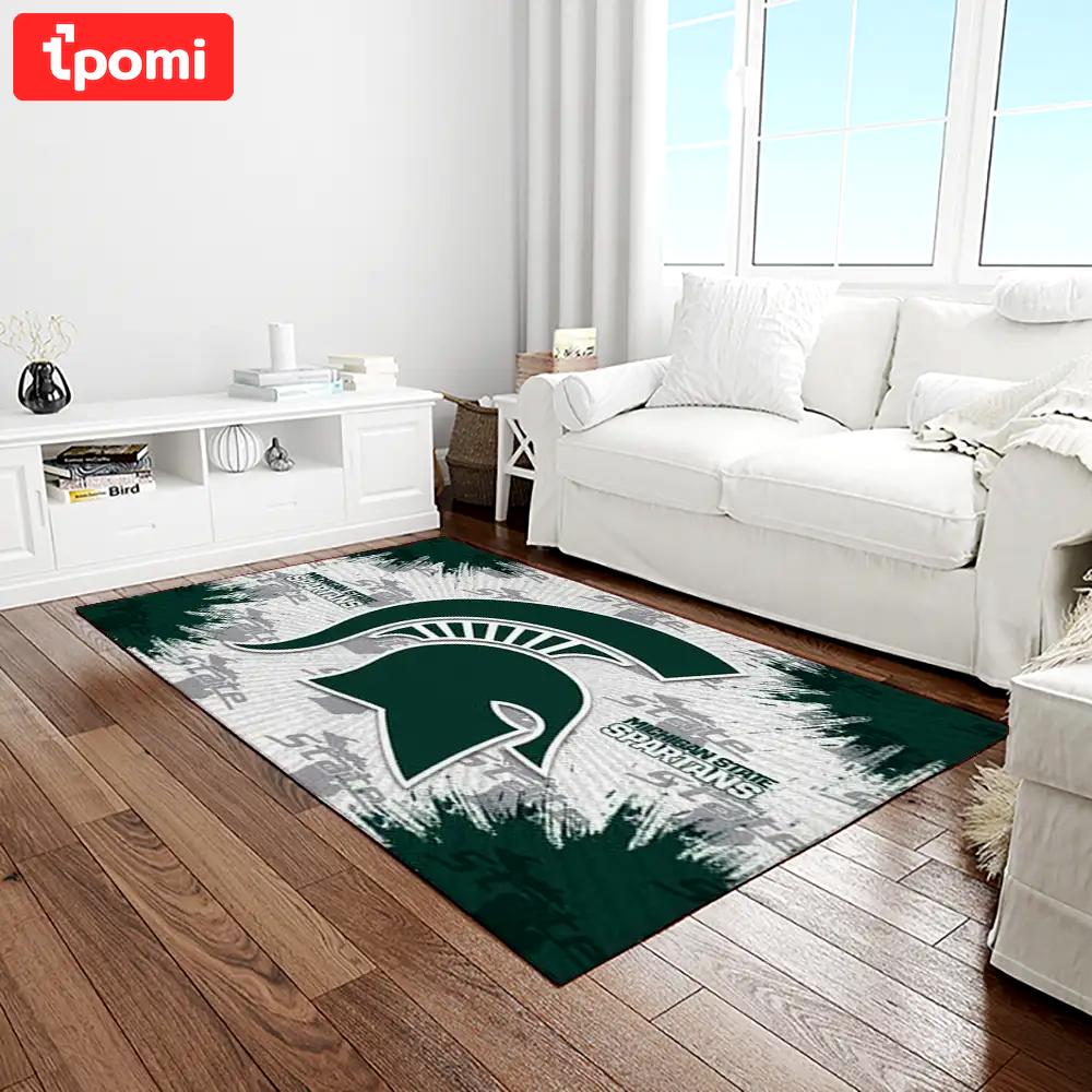 Ncaa michigan state spartans college sport basketball and foolball team logo rectangle area rug mss18 Rectangle Rug