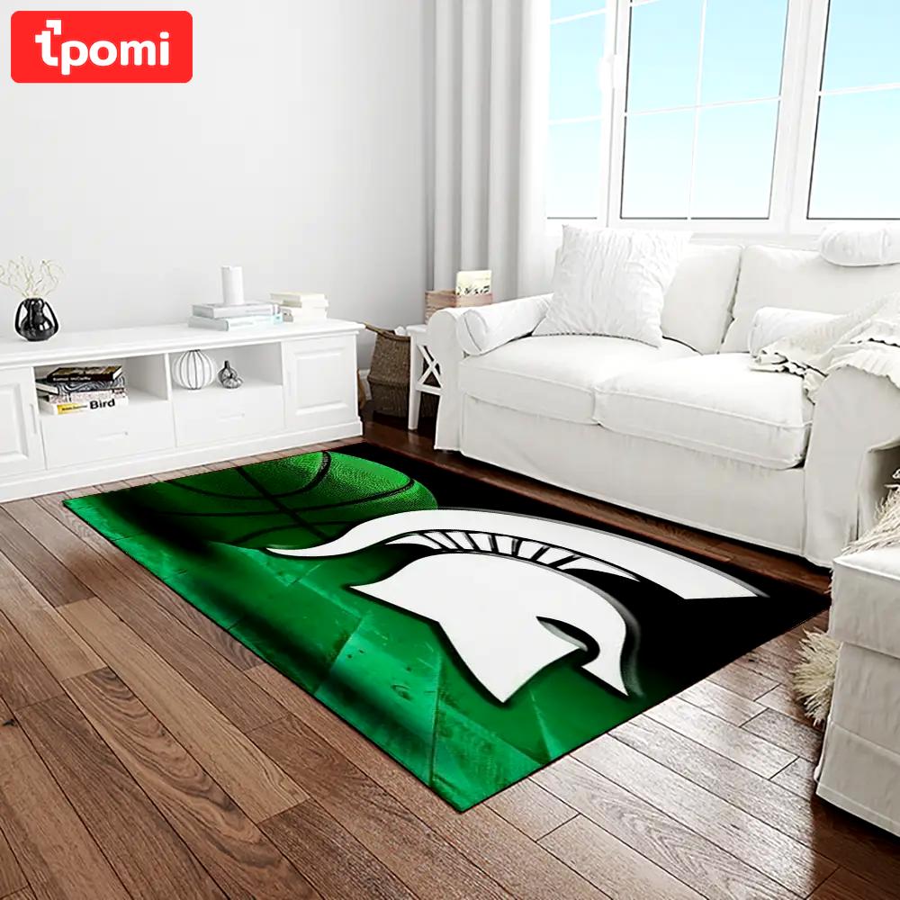 Ncaa michigan state spartans college sport basketball and foolball team logo rectangle area rug mss20 Rectangle Rug