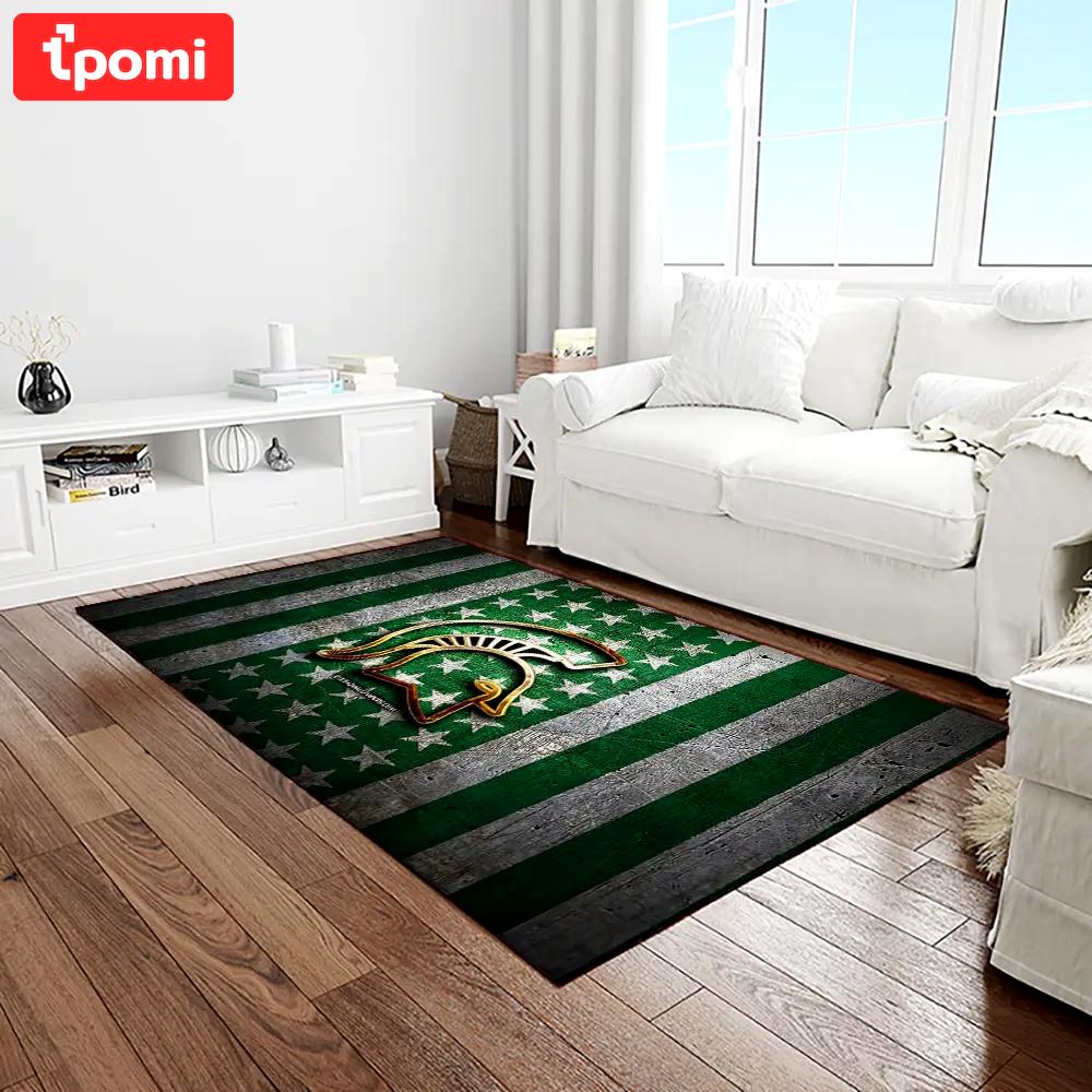 Ncaa michigan state spartans college sport basketball and foolball team logo rectangle area rug mss22 Rectangle Rug