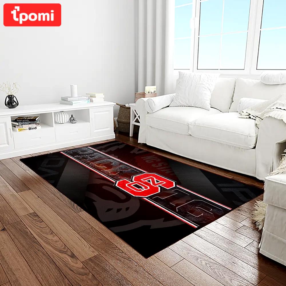 Ncaa nc state wolfpack sport basketball and foolball team logo rectangle area rug ncsw16 Rectangle Rug