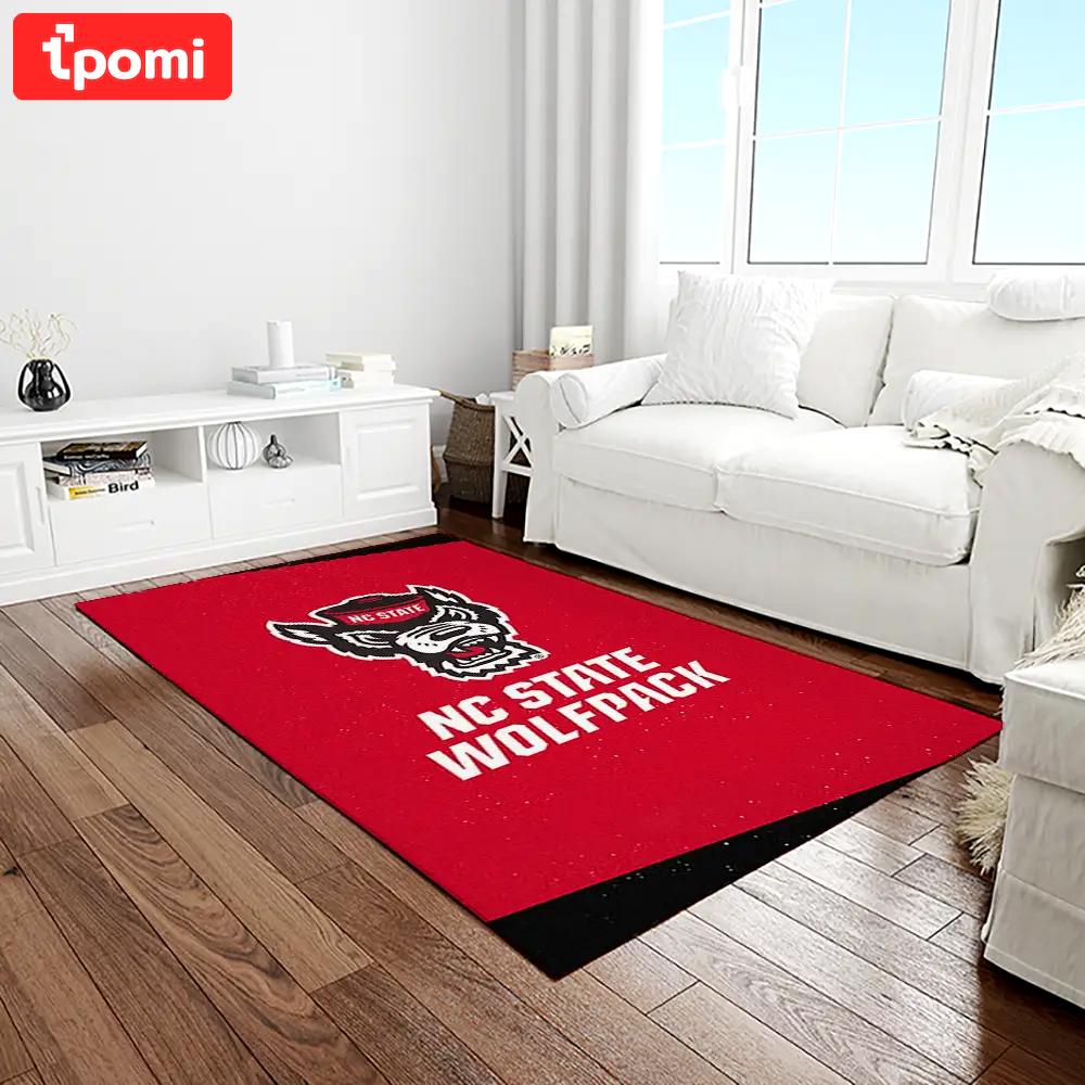 Ncaa nc state wolfpack sport basketball and foolball team logo rectangle area rug ncsw17 Rectangle Rug