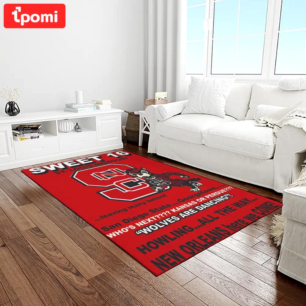 Ncaa nc state wolfpack sport basketball and foolball team logo rectangle area rug ncsw47 Rectangle Rug
