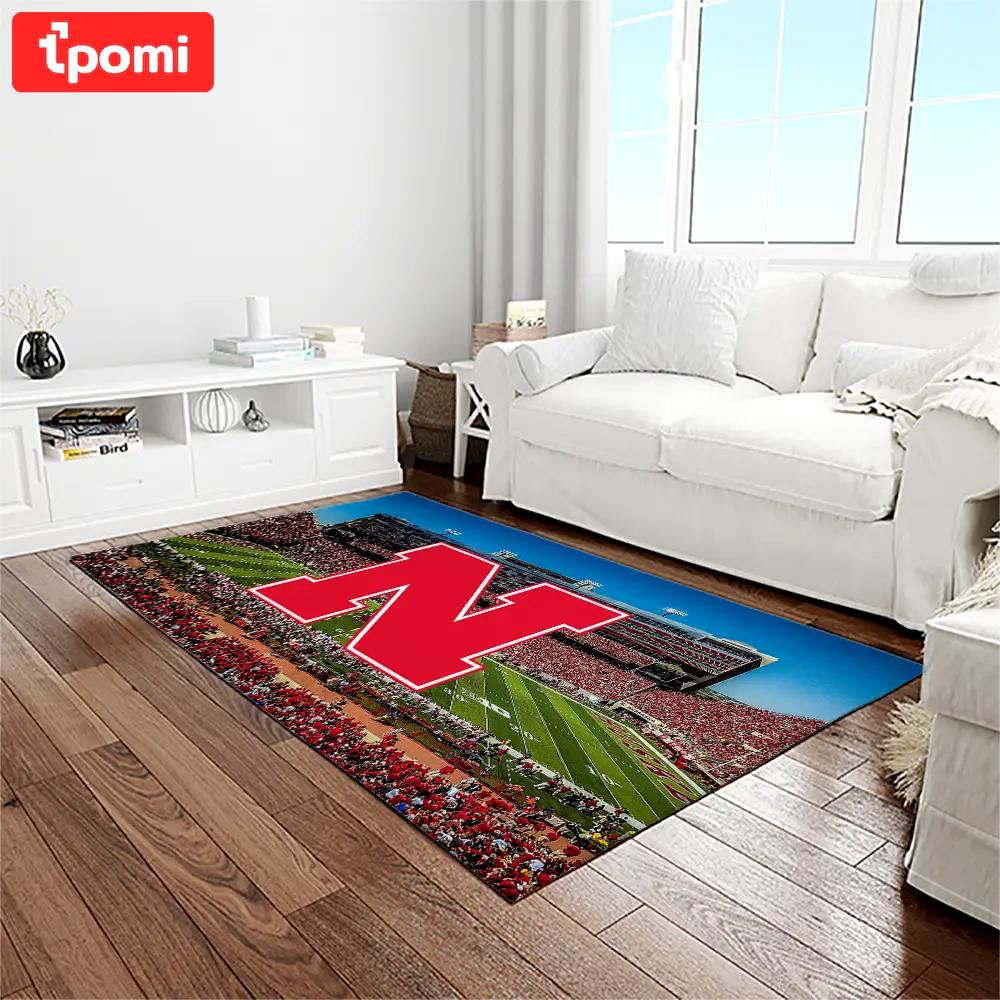 Ncaa nebraska cornhuskers college sport basketball and foolball team logo rectangle area rug ncs20 Rectangle Rug