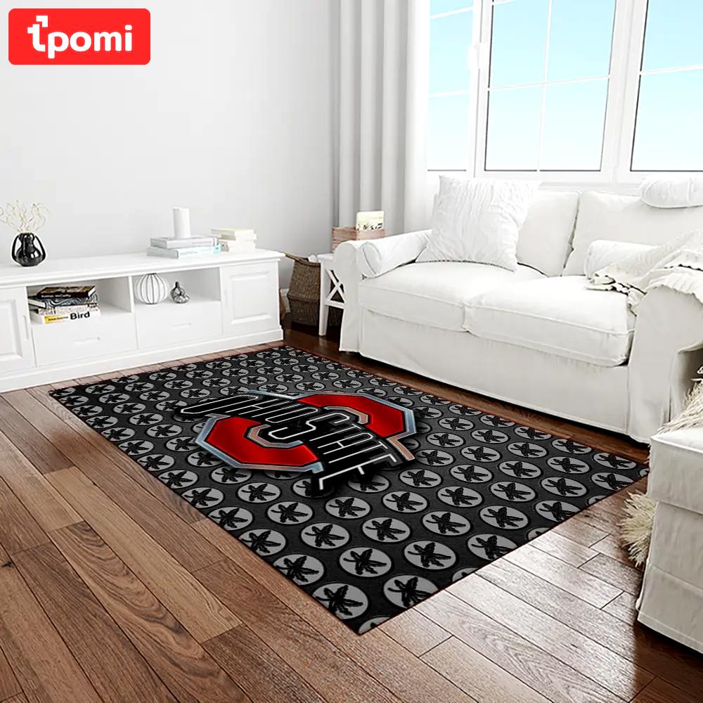 Ncaa ohio state buckeyes college sport basketball and foolball team logo rectangle area rug osb29 Rectangle Rug