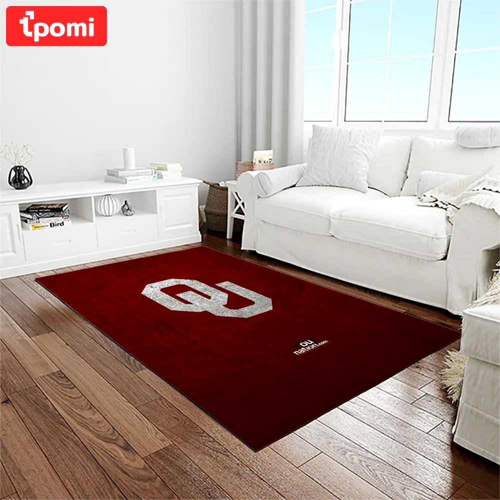 Ncaa oklahoma sooners sport basketball and foolball team logo rectangle area rug os100 Rectangle Rug