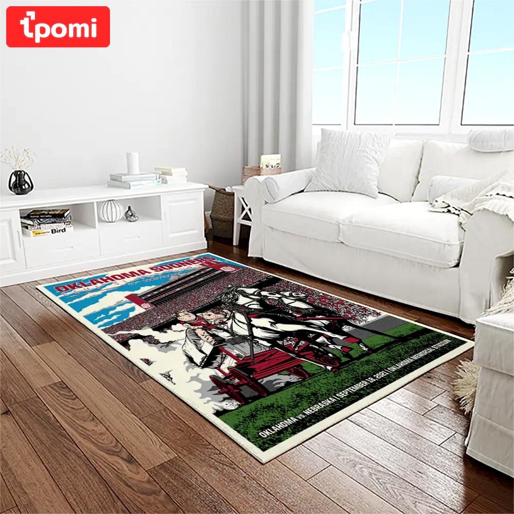 Ncaa oklahoma sooners sport basketball and foolball team logo rectangle area rug os15 Rectangle Rug