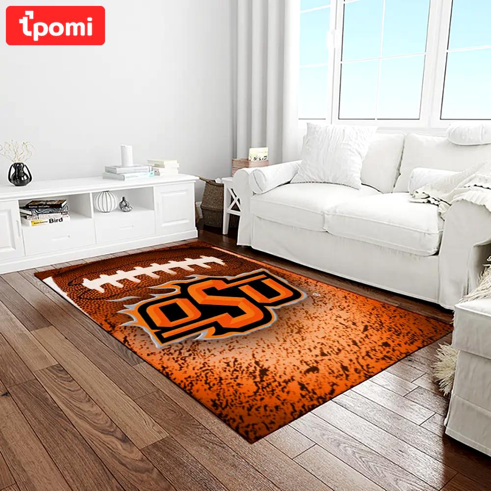 Ncaa oklahoma state cowboys sport basketball and foolball team logo rectangle area rug osc65 Rectangle Rug