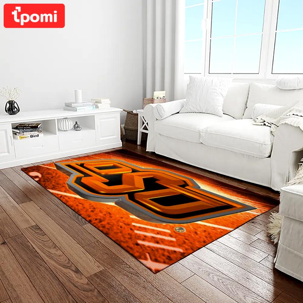Ncaa oklahoma state cowboys sport basketball and foolball team logo rectangle area rug osc66 Rectangle Rug