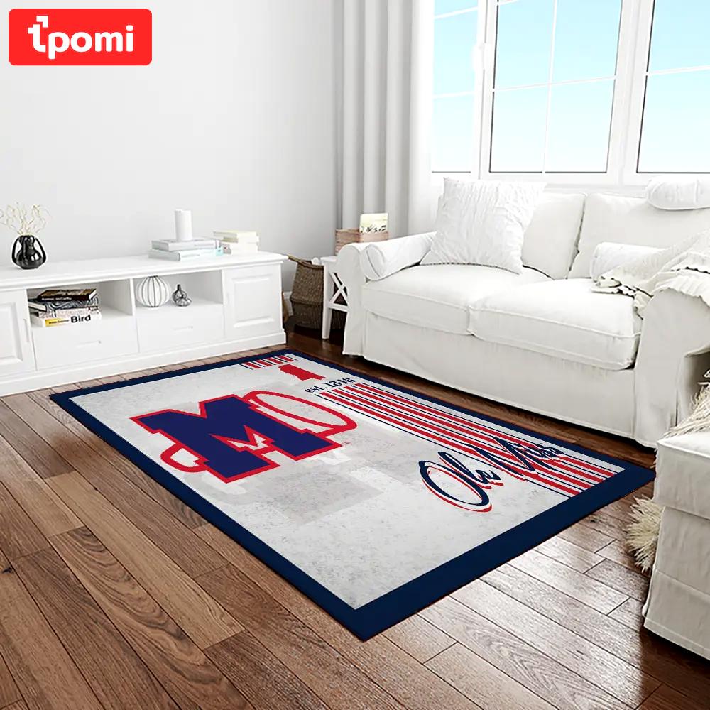 Ncaa ole miss rebels sport basketball and foolball team logo rectangle area rug omr34 Rectangle Rug
