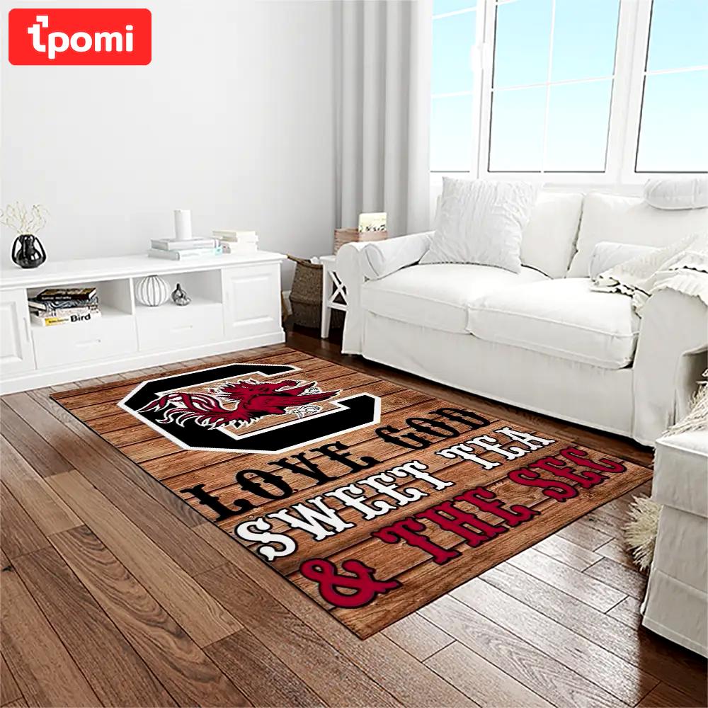 Ncaa south carolina gamecocks college sport basketball and foolball team logo rectangle area rug scg23 Rectangle Rug