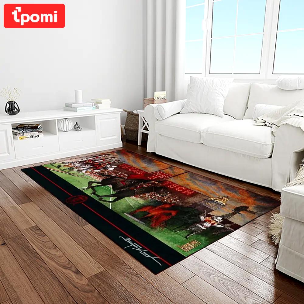 Ncaa texas tech red raiders sport basketball and foolball team logo rectangle area rug ttrr28 Rectangle Rug