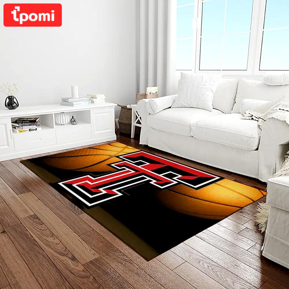 Ncaa texas tech red raiders sport basketball and foolball team logo rectangle area rug ttrr36 Rectangle Rug