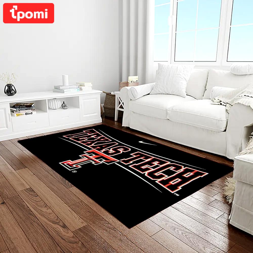 Ncaa texas tech red raiders sport basketball and foolball team logo rectangle area rug ttrr69 Rectangle Rug