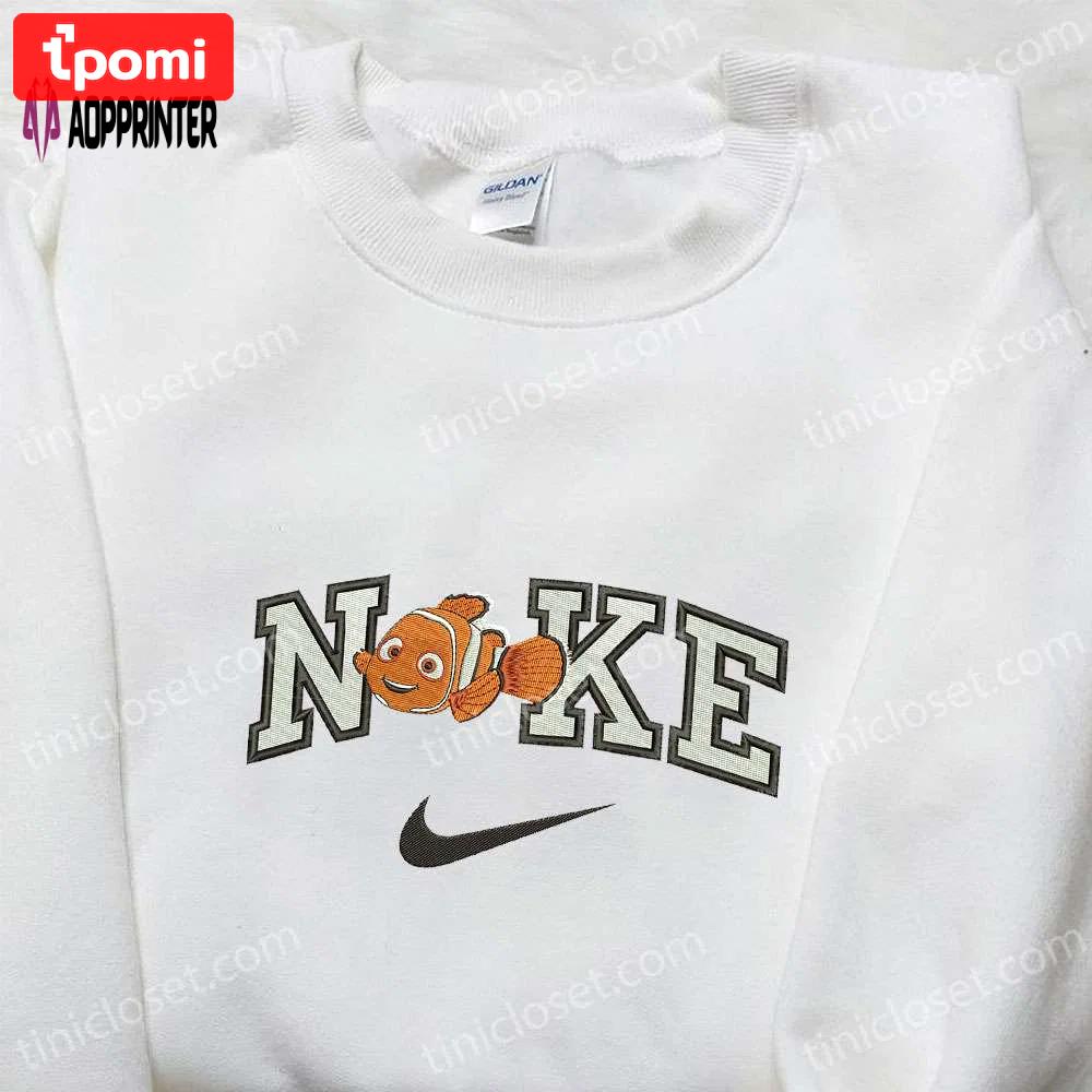 Nemo x nike cartoon sweatshirt: disney characters embroidered shirt nike inspired design Embroidered Shirt